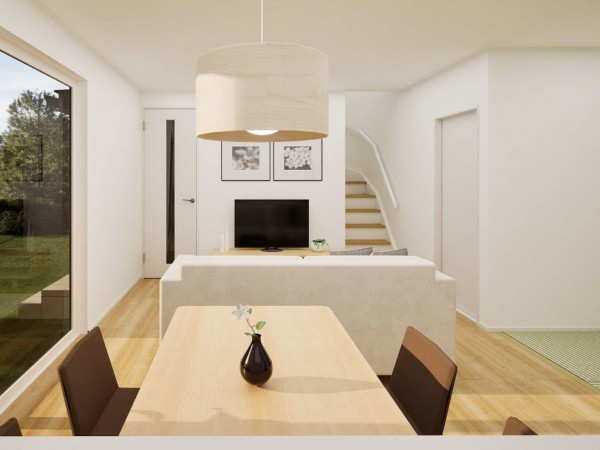 境港市上道町、新築一戸建ての居間画像です