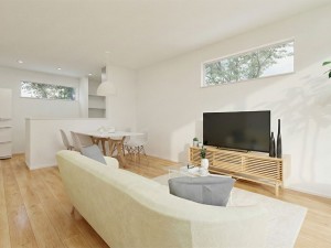 境港市上道町、新築一戸建ての居間画像です