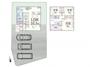 境港市上道町、新築一戸建ての間取り画像です