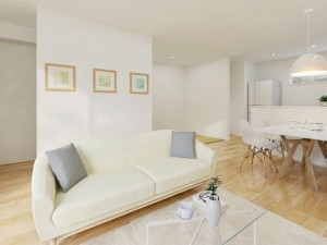 境港市上道町、新築一戸建ての居間画像です