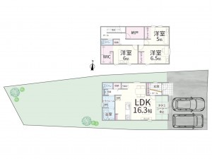 米子市中島、新築一戸建ての間取り画像です