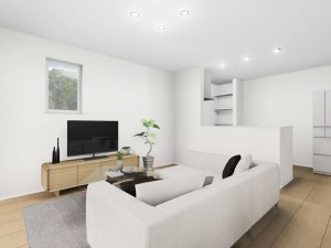 米子市中島、新築一戸建ての居間画像です