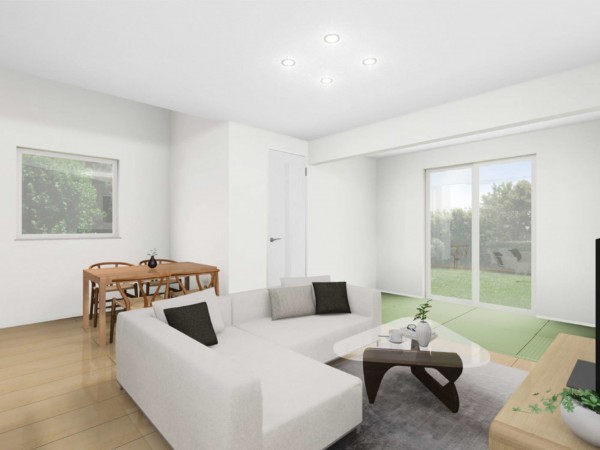 米子市中島、新築一戸建ての居間画像です