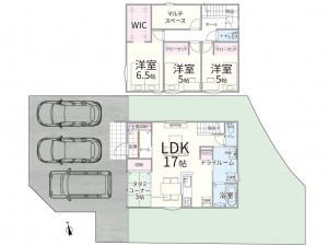 米子市尾高、新築一戸建ての間取り画像です