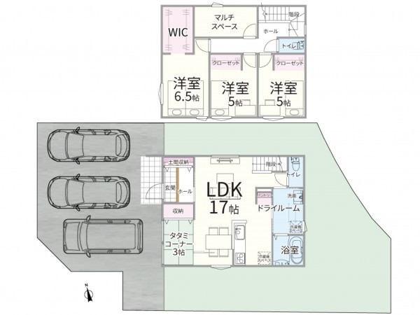 米子市尾高、新築一戸建ての間取り画像です