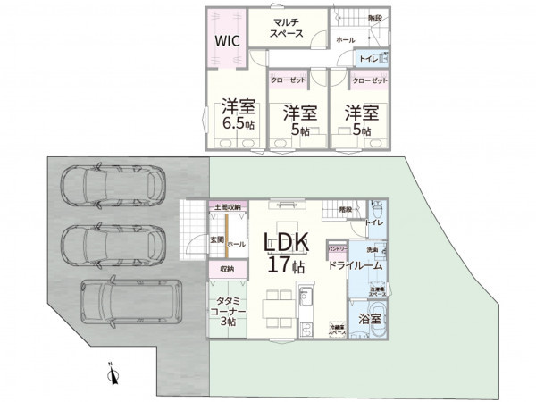 米子市尾高、新築一戸建ての間取り画像です