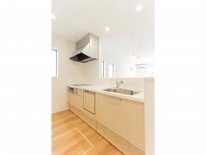 鳥取市吉成南町、新築一戸建てのキッチン画像です