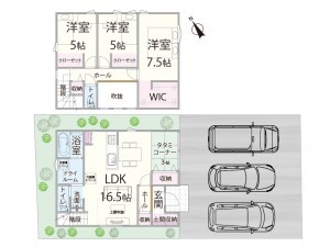鳥取市吉成南町、新築一戸建ての間取り画像です