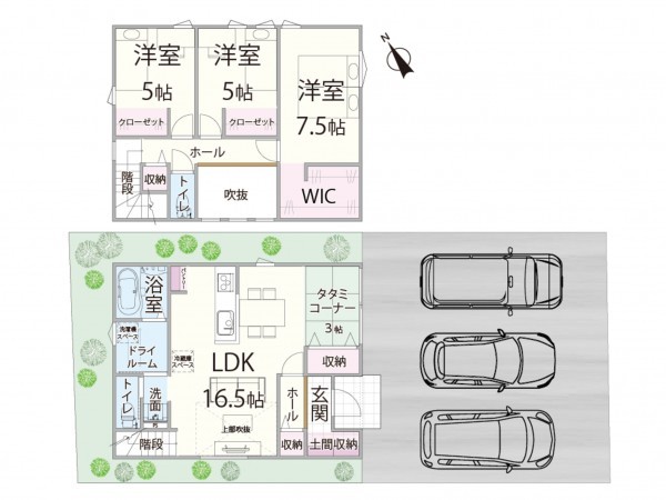 鳥取市吉成南町、新築一戸建ての間取り画像です