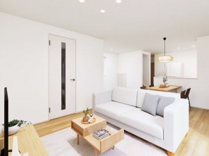 鳥取市湖山町南、新築一戸建ての居間画像です