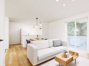 鳥取市湖山町南、新築一戸建ての居間画像です