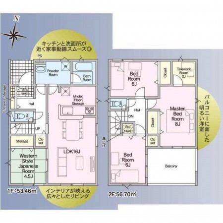 出雲市矢野町、新築一戸建ての間取り画像です