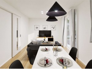 出雲市小山町、新築一戸建ての居間画像です