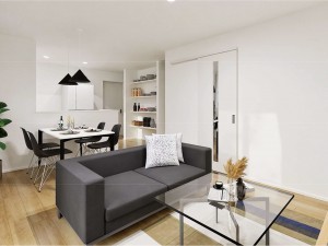 出雲市小山町、新築一戸建ての居間画像です