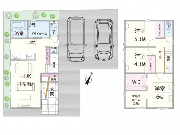 出雲市小山町、新築一戸建ての間取り画像です