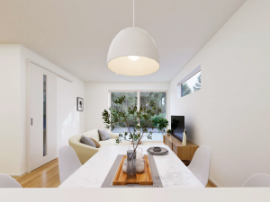 鳥取市湖山町南、新築一戸建ての居間画像です