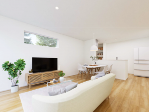 鳥取市湖山町南、新築一戸建ての居間画像です