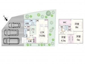 鳥取市田島、新築一戸建ての間取り画像です