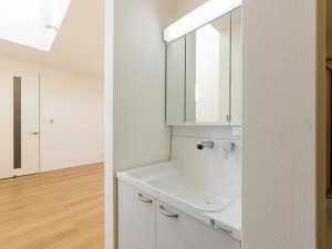 鳥取市田島、新築一戸建ての洗面画像です