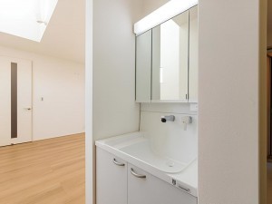 倉吉市、新築一戸建ての洗面画像です