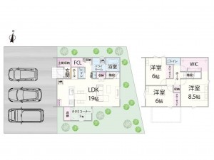 倉吉市、新築一戸建ての間取り画像です