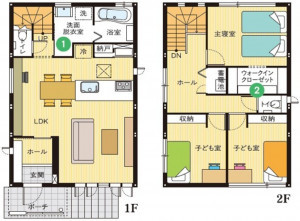 松江市春日町、新築一戸建ての間取り画像です