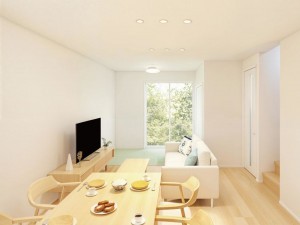 米子市東福原、新築一戸建ての居間画像です