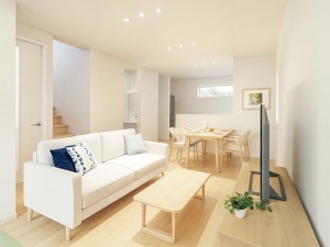 米子市東福原、新築一戸建ての居間画像です