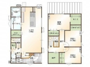 松江市法吉町、新築一戸建ての間取り画像です