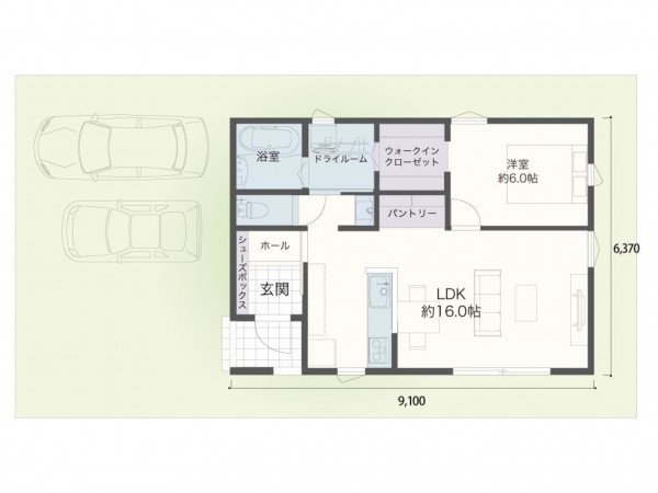 米子市、土地の建築プラン例画像です