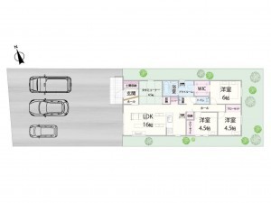 米子市上福原、新築一戸建ての間取り画像です