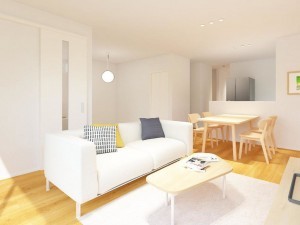 米子市上福原、新築一戸建ての居間画像です