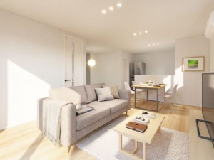 松江市東津田町、新築一戸建ての居間画像です