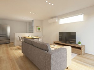 松江市東津田町、新築一戸建ての居間画像です