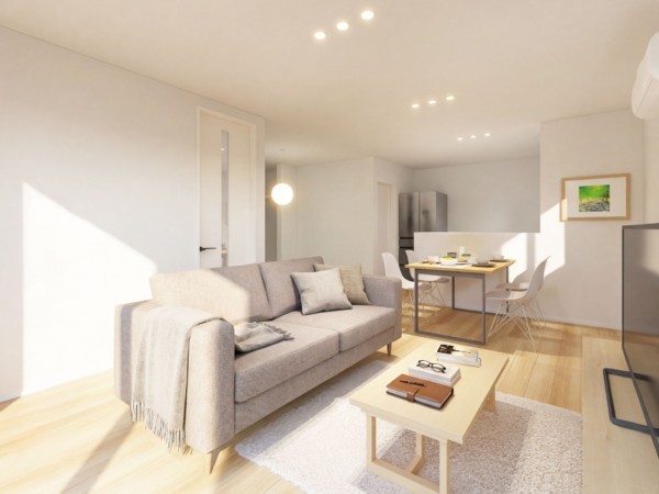 松江市東津田町、新築一戸建ての居間画像です