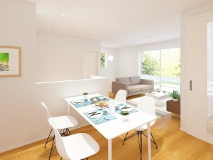 松江市東出雲町揖屋、新築一戸建ての居間画像です