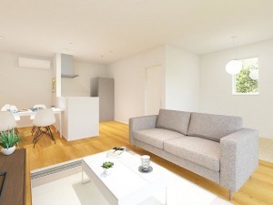 松江市東出雲町揖屋、新築一戸建ての居間画像です