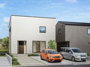 松江市東出雲町揖屋、新築一戸建ての完成予想図（外観）画像です