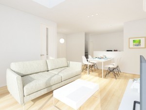 鳥取市岩倉、新築一戸建ての居間画像です