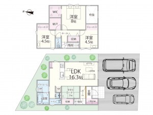 鳥取市岩倉、新築一戸建ての間取り画像です