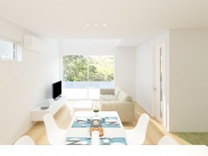 鳥取市岩倉、新築一戸建ての居間画像です