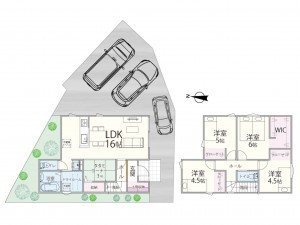 鳥取市岩倉、新築一戸建ての間取り画像です