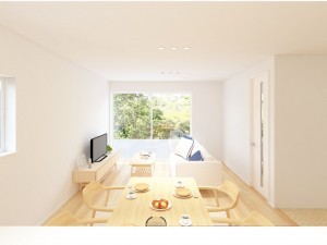 鳥取市岩倉、新築一戸建ての居間画像です