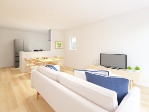 鳥取市岩倉、新築一戸建ての居間画像です