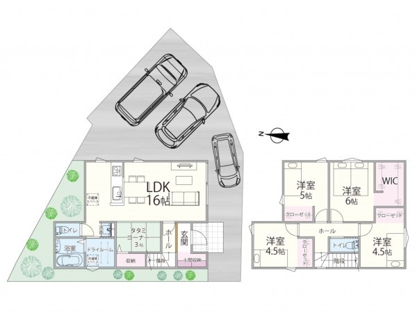 鳥取市岩倉、新築一戸建ての間取り画像です