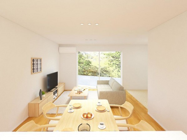 松江市東出雲町揖屋、新築一戸建ての居間画像です