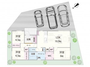 八頭郡八頭町、新築一戸建ての間取り画像です