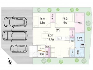 八頭郡八頭町、新築一戸建ての間取り画像です
