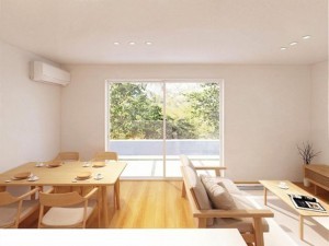 松江市上乃木、新築一戸建ての居間画像です