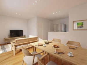 松江市上乃木、新築一戸建ての居間画像です